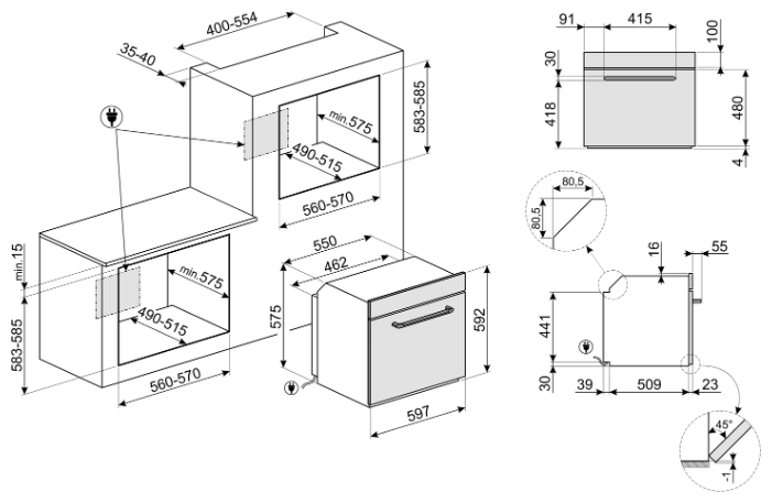 Электрический духовой шкаф smeg SF6905X1 фотография 1