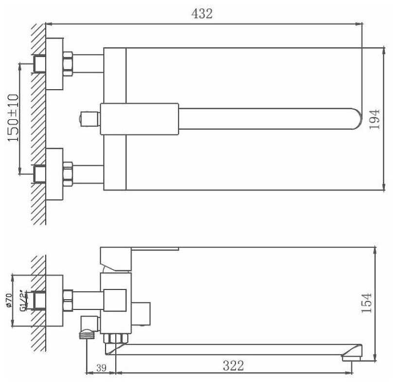 Смеситель для ванны и душа HAIBA HB22803 фотография 12