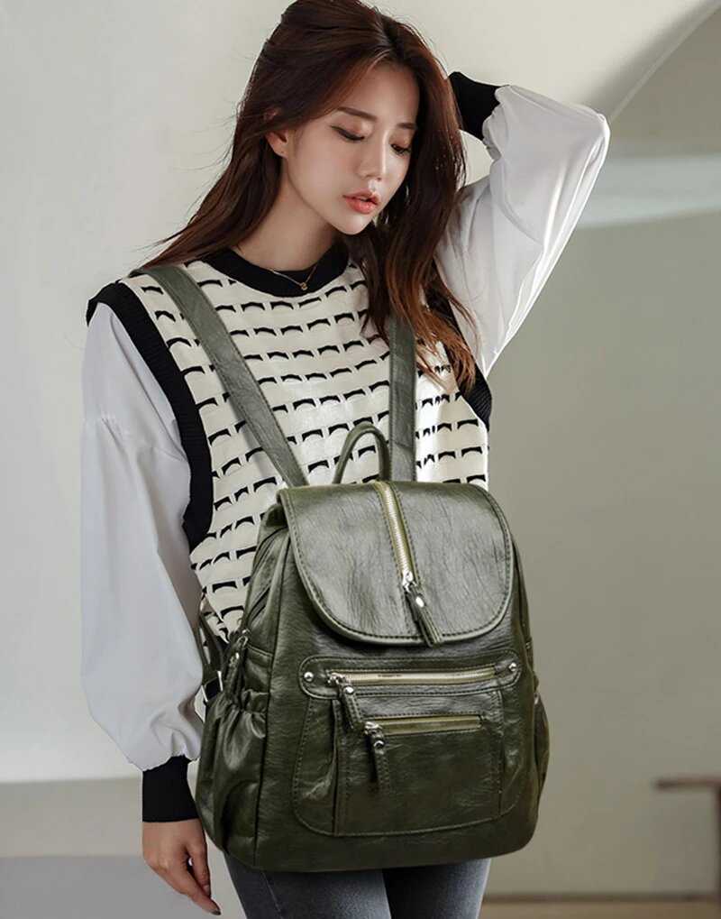 Роскошный женский кожаный рюкзак LANYIBAIGE фотография 27