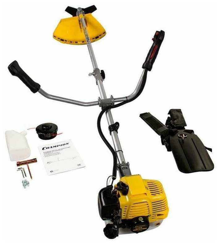 Садовый бензиновый триммер (бензокоса) CHAMPION T256, разъёмная штанга, леска/нож + масло, свеча, смазка и леска фотография 3