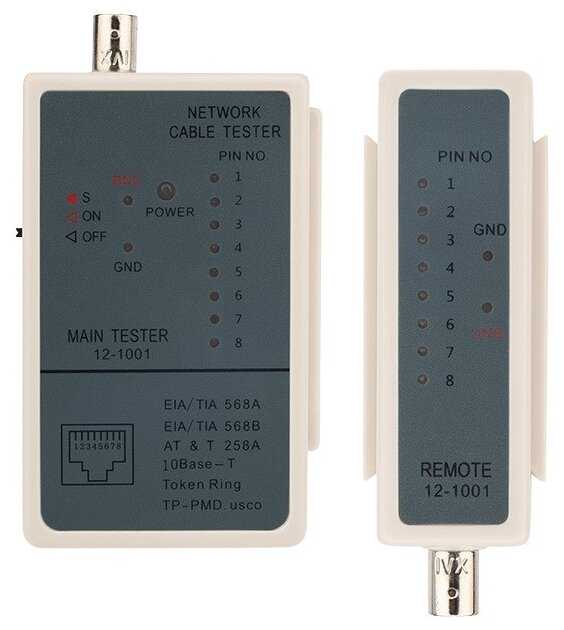 Кабельный тестер цифровой REXANT RJ-45 + BNC 5248