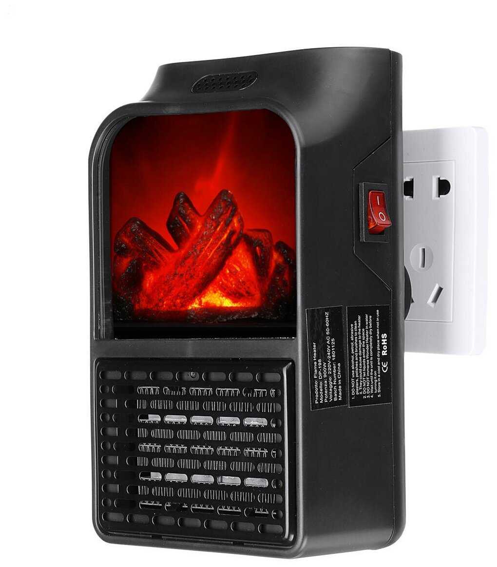 Мини обогреватель-камин в розетку Flame Heater 900Вт с пультом фотография 1