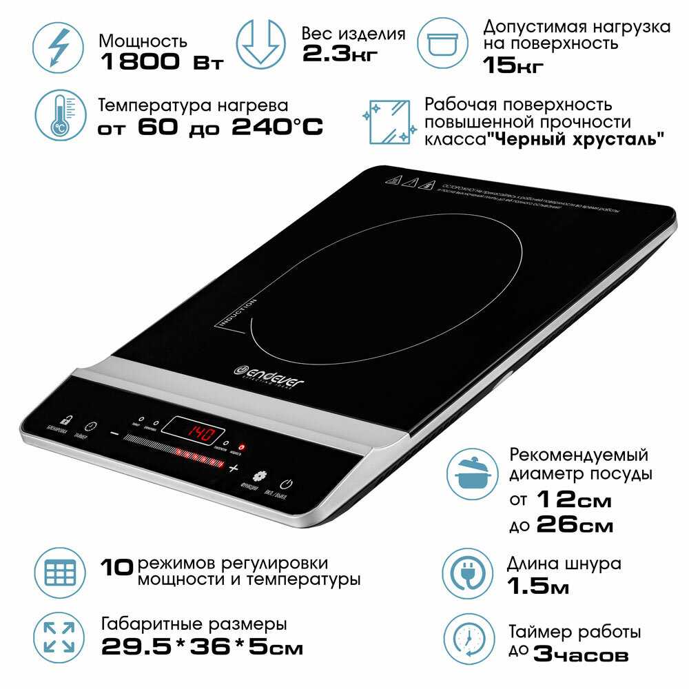 Индукционная плитка ENDEVER Skyline IP-65 1800 Вт фотография 7