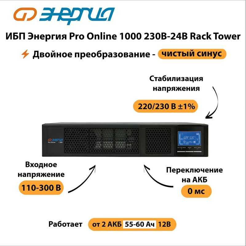 Источник бесперебойного питания энергия Pro OnLine 10000 (230В-192В) фотография 8