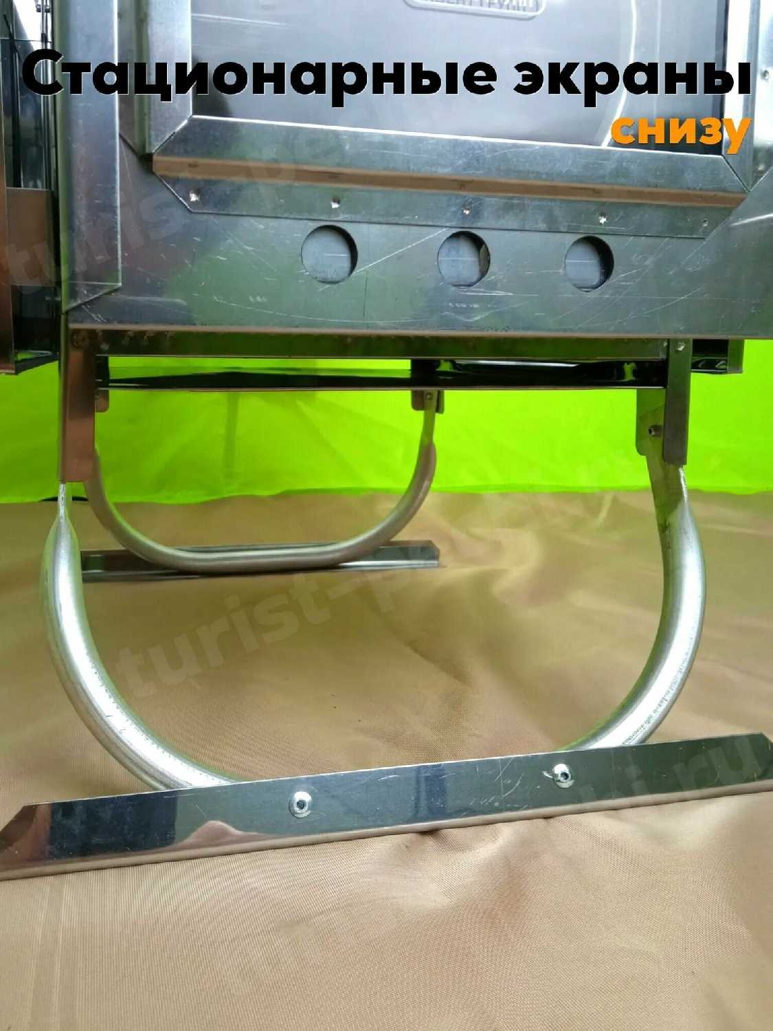 Комплект походной печи-камин Инвент Малая (со стационарными экранами) + Коврик под печь 75х100 см фотография 6