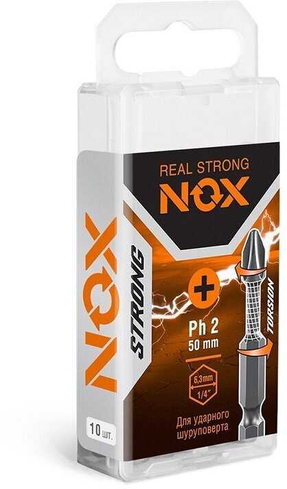 Набор бит Nox Strong torsion (Ph2, 50 мм, 10 шт) фотография 1