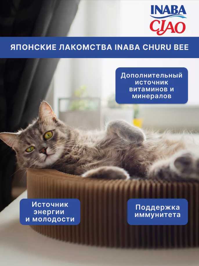 Лакомство для кошек Inaba Churu Bee с тунцом Магуро и запеченным куриным филе 2 уп х 30 гр фотография 4
