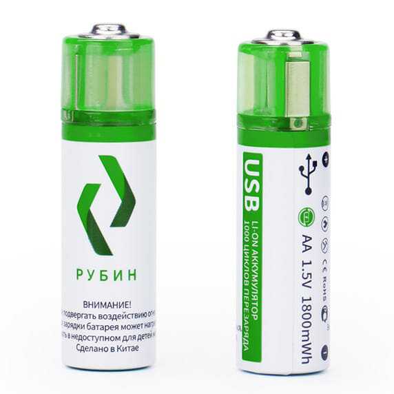 Комплект из двух блистеров Аккумулятор LI-ION рубин АА 1,5 В 1800mWh USB фотография 7