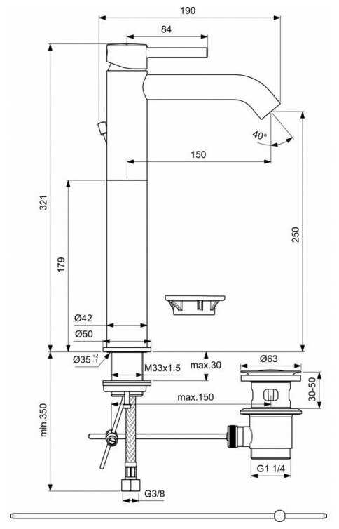 Смеситель для умывальника с удлиненным корпусом Ideal Standard CERALINE BC194XG фотография 2