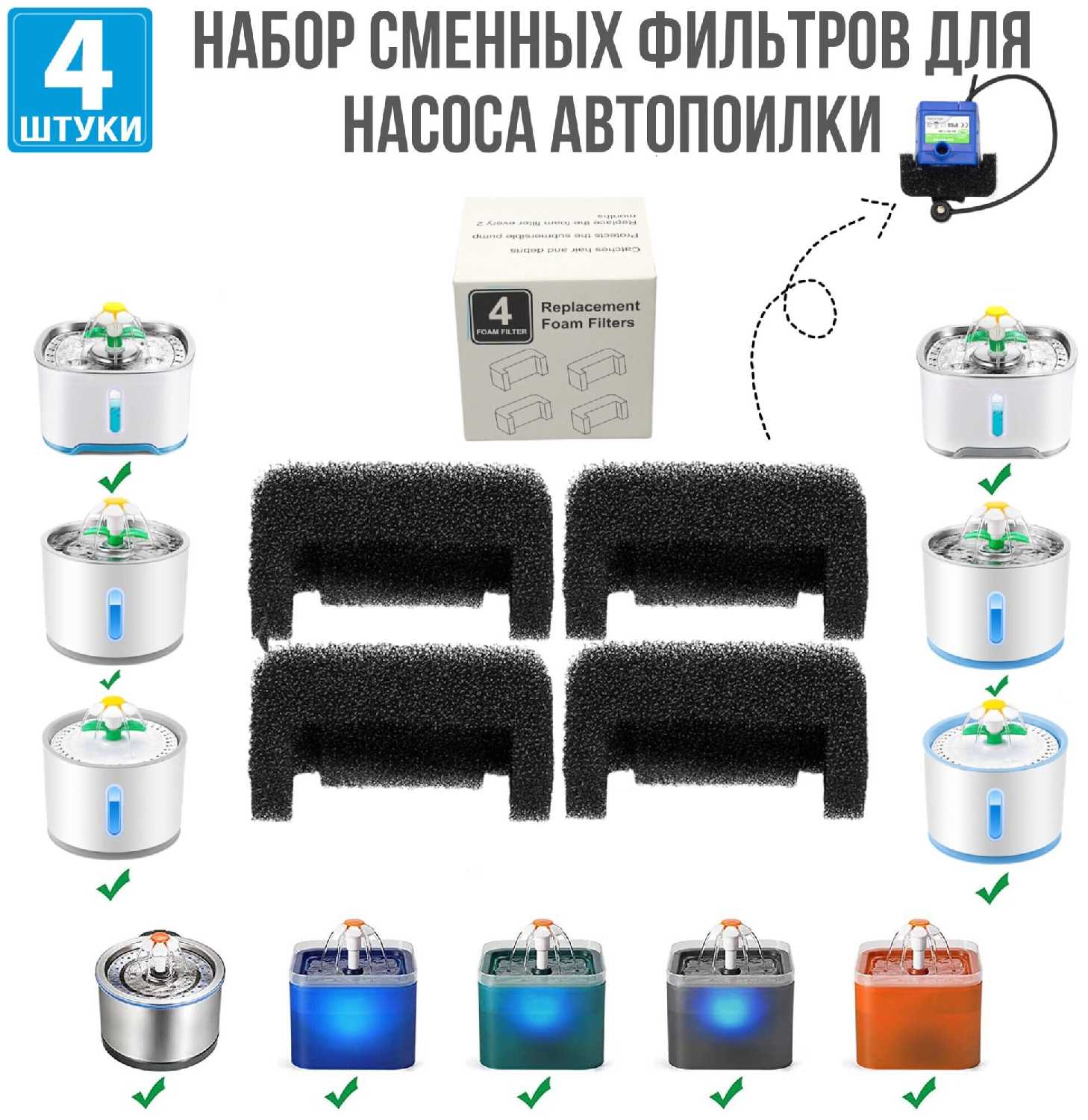 Фильтры Zurkibet Губчатые фильтры для насоса поилки (FD-ADF02)