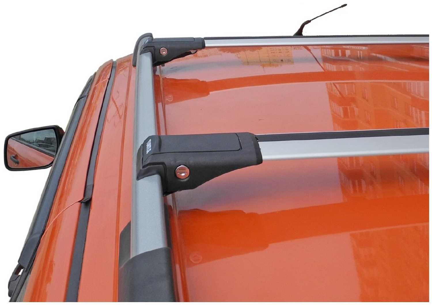 Багажник на рейлинги Рено Сандеро / Рено Сандеро Степвей (Renault Sandero / Renault Sandero Stepway), Turtle Shark, серебристый цвет фотография 2