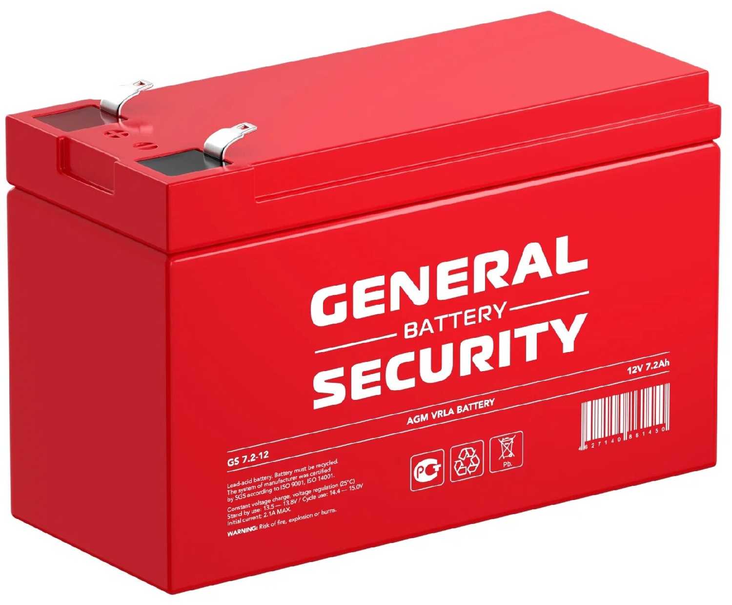 Аккумуляторная батарея General Security GS 7.2-12 7.2 А·ч фотография 1