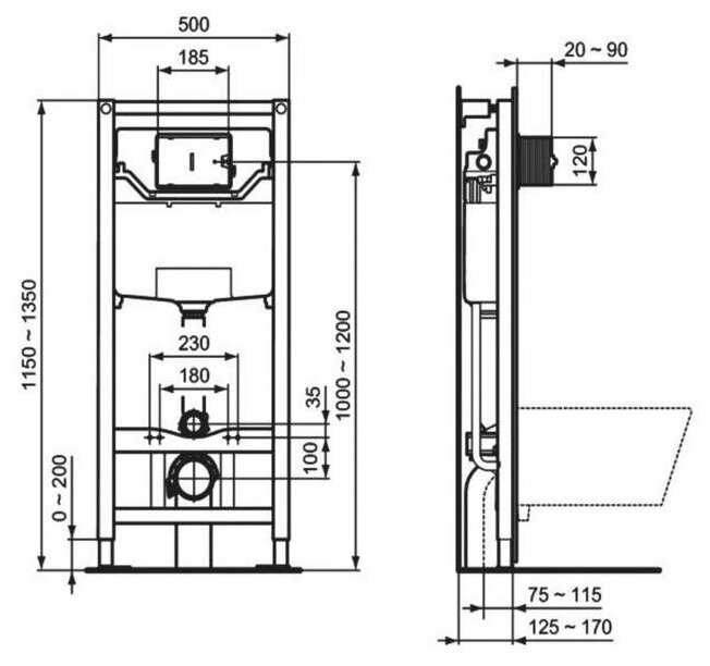 Рамная инсталляция Ideal STANDARD ProSys WC frame 120 M (R020467) фотография 14