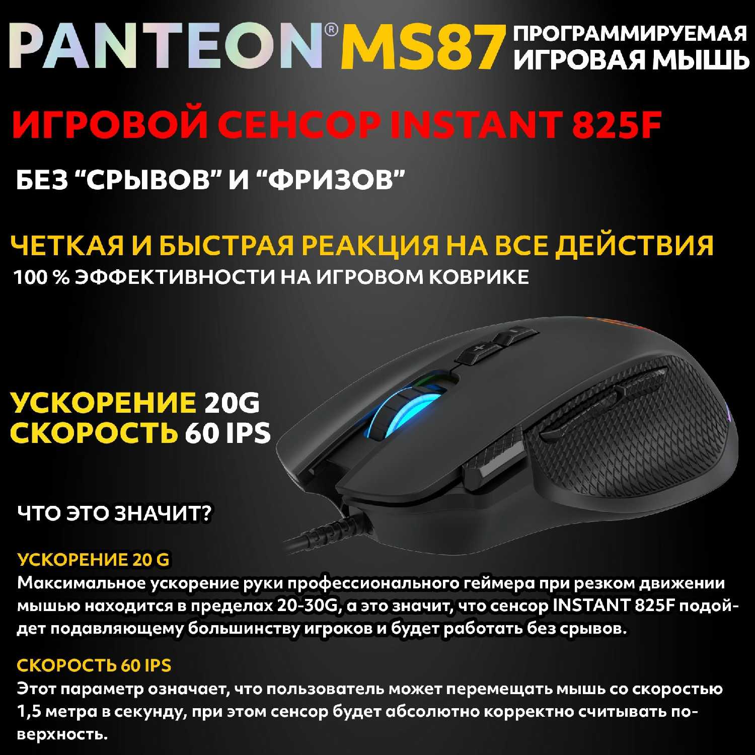 Игровая мышь PANTEON MS87 [7 программируемых кнопок, USB Type-A, RGB-подсветка] фотография 1