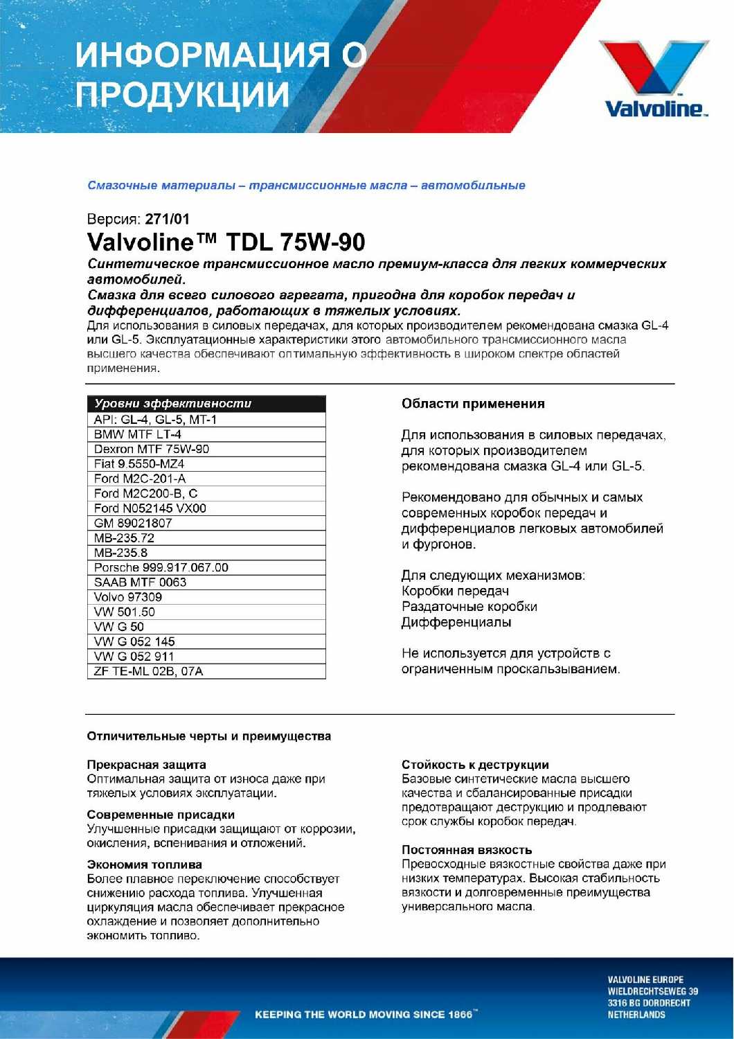 Масло трансмиссионное VALVOLINE TDL 75W-90 фотография 17
