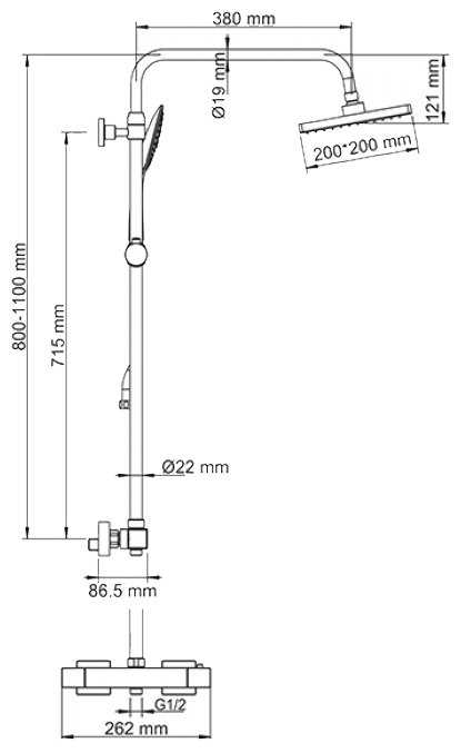 Душевая стойка WasserKRAFT A15502, хромоникелевое фотография 1