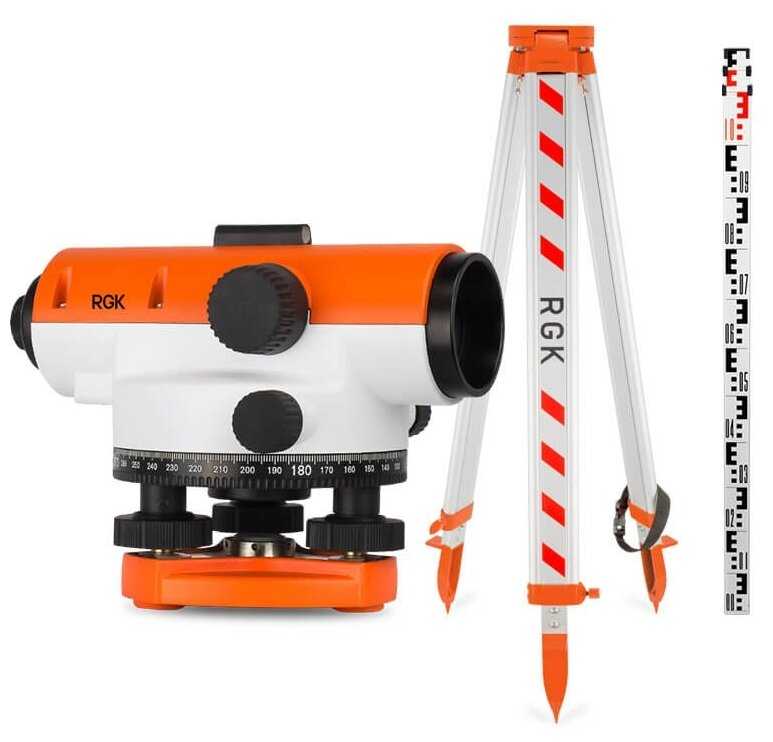 Оптический нивелир RGK C-20 + штатив S6-N + рейка AMO S4 с поверкой