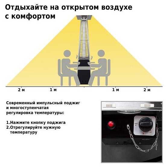Газовый уличный обогреватель Aesto A-04T 13 кВт, 20 м2 фотография 13