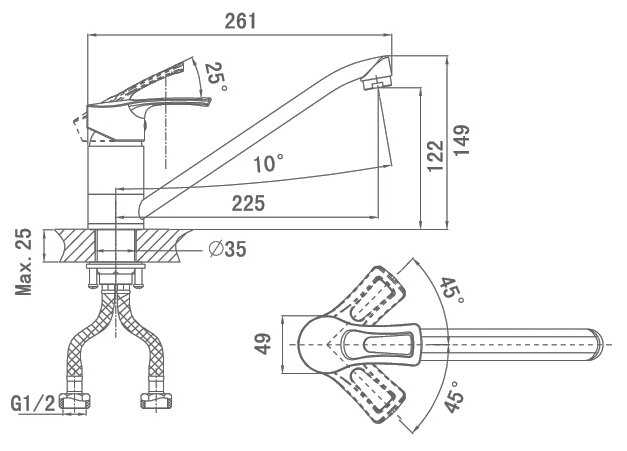 Смеситель для кухни (мойки) D&K DA1222301, рычажный фотография 2