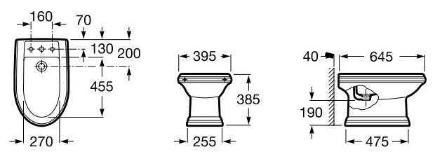 Биде напольное Roca America 357490000 (с крышкой) с горизонтальным выпуском фотография 1