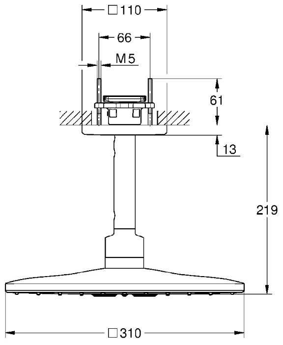 Верхний душ Grohe Rainshower 310 SmartActive Cube 26481000, хром фотография 1