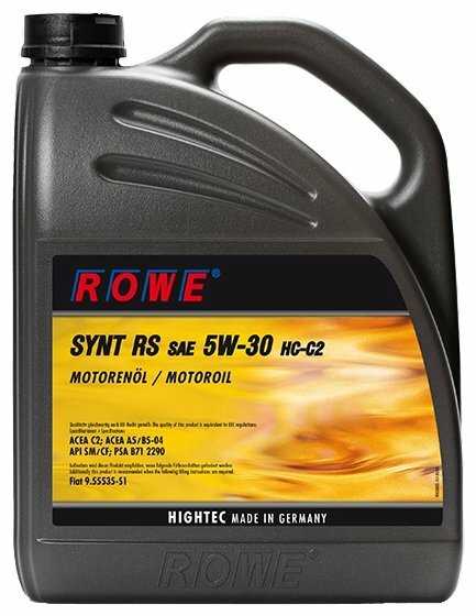 Синтетическое моторное масло ROWE Hightec Synt RS SAE 5W-30 HC-C1 фотография 1