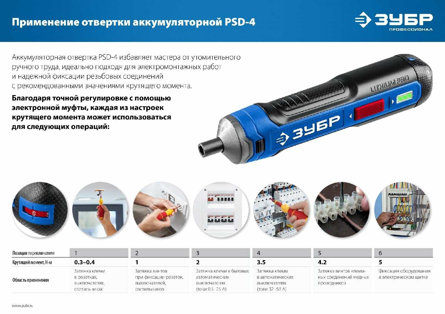 ЗУБР Отвертка аккумуляторная PSD-4S Профессионал фотография 18