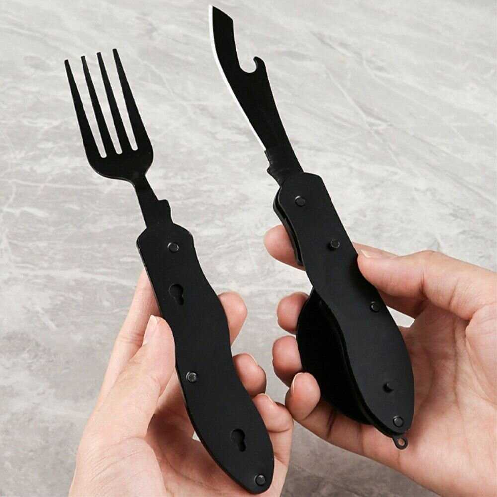 Туристический набор Складной набор столовых приборов 4-в-1 фотография 6