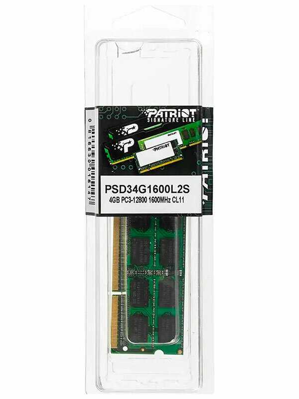 Оперативная память Patriot Memory SL 4 ГБ DDR3L SODIMM CL11 (PSD34G1600L2S) фотография 18
