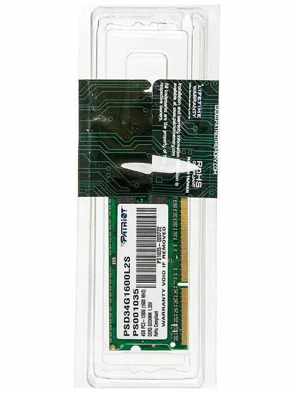 Оперативная память Patriot Memory SL 4 ГБ DDR3L SODIMM CL11 (PSD34G1600L2S) фотография 19