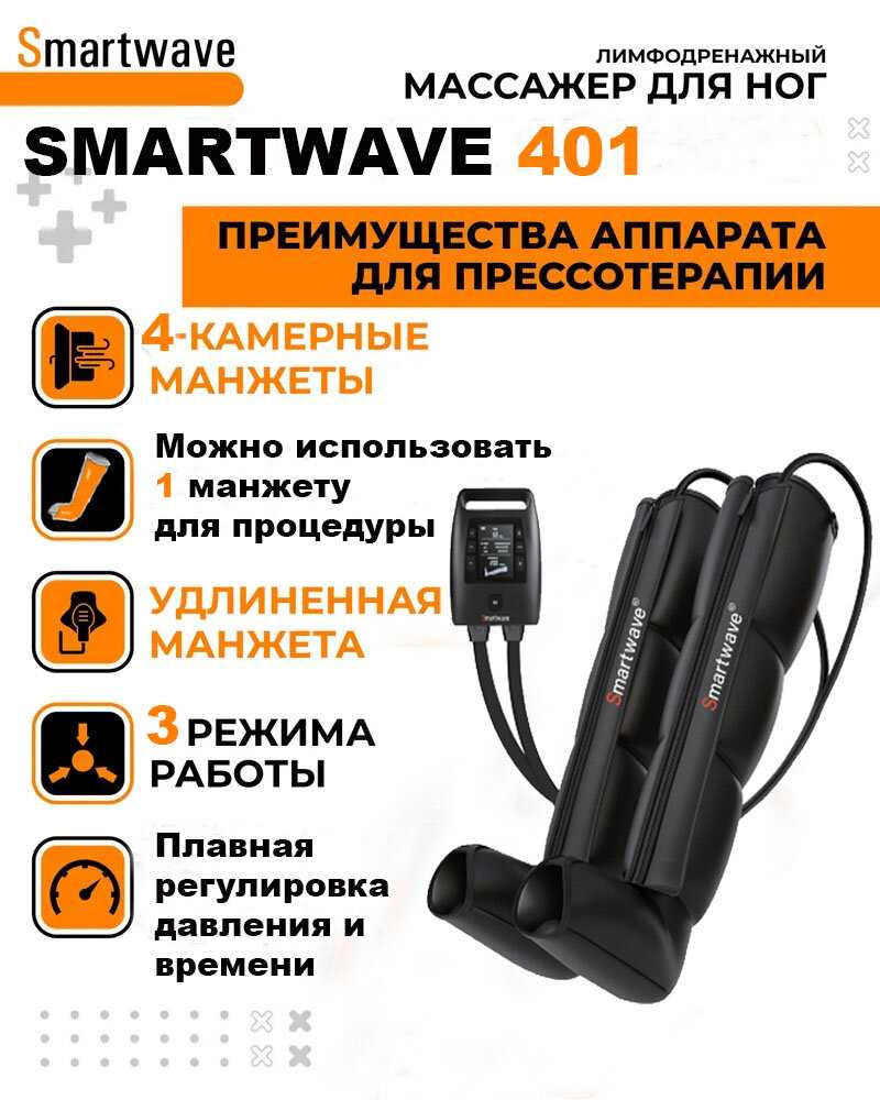 Массажер для ног SMARTWAVE 201. Массажер прессотерапии и лимфодренажа с инфракрасным прогревом фотография 3