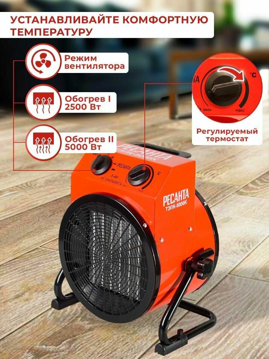 Электрическая тепловая пушка РЕСАНТА ТЭПК-5000К 380/400 В фотография 12
