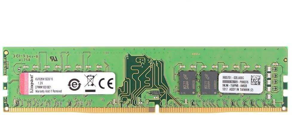 Оперативная память Kingston ValueRAM 16 ГБ DDR4 DIMM (KVR26N19D8/16) фотография 7