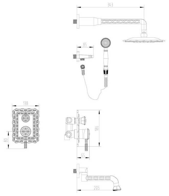 Душевая стойка ZorG Antic A 104DS-BR фотография 12