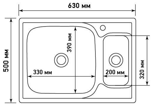 Врезная кухонная мойка Mixline 50х63 (0,8) 2-х 3 1/2, 50х63см, нержавеющая сталь фотография 1