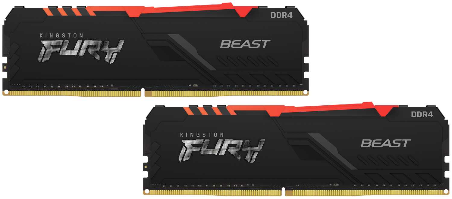Оперативная память Kingston FURY Beast RGB 16 ГБ DDR4 DIMM CL19 KF437C19BBAK2/16