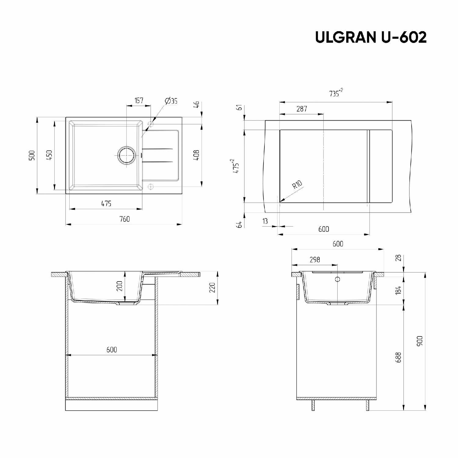Мойка для кухни Ulgran U-602-308 фотография 5