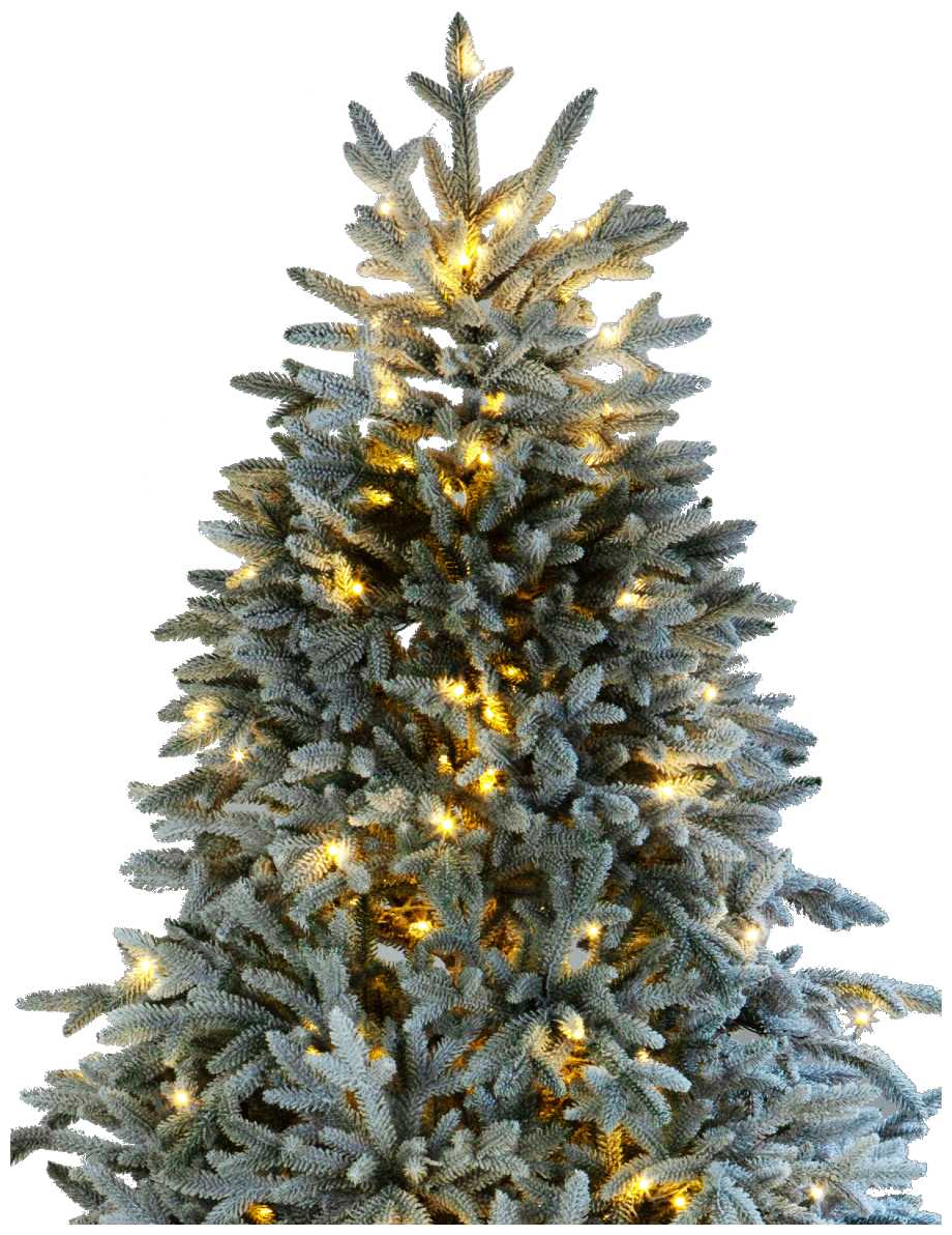 Искусственная елка новогодняя Литая Crystal Trees персея в снегу с вплетенной гирляндой , высота 185 см фотография 3