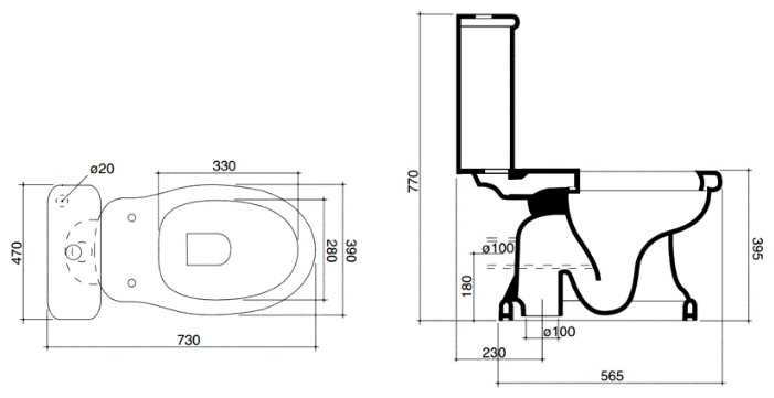 Чаша унитаза напольная Disegno Ceramica Paolina 7006/B с горизонтальным выпуском фотография 1