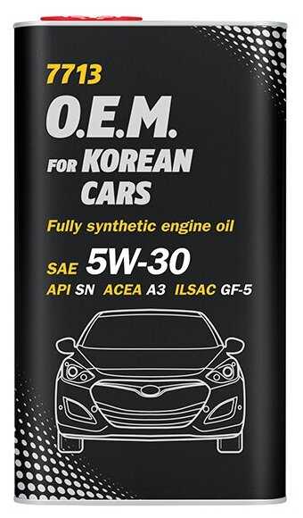Синтетическое моторное масло Mannol 7713 O.E.M. for Korean cars / for Hyundai KIA 5W-30 фотография 6