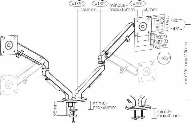 Кронштейн для мониторов Ultramounts UM735BL фотография 5