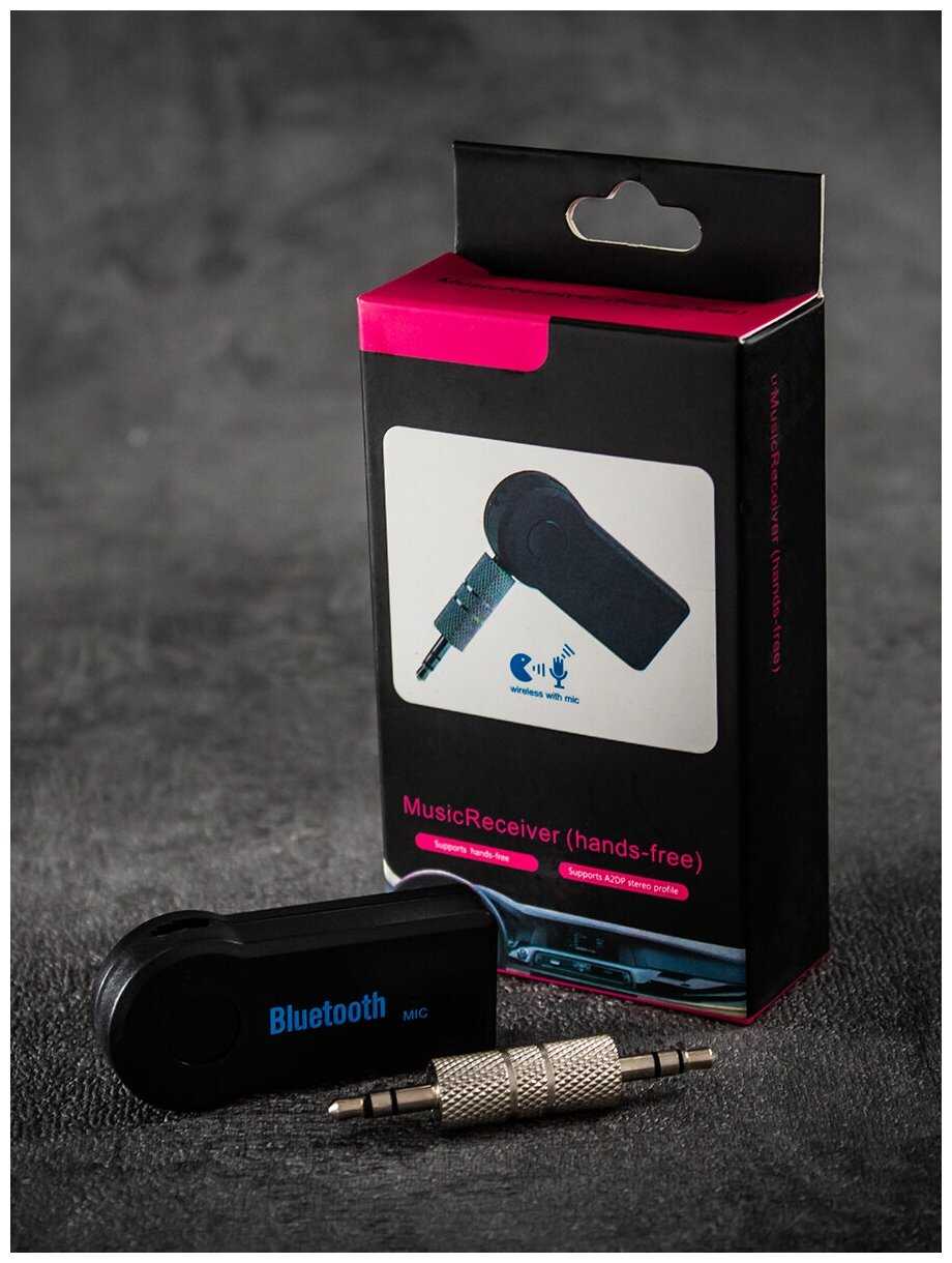 Беспроводной аудиоресивер AUX - Bluetooth AMFOX BT-350, черный / Адаптер для автомобиля, переходник в машину фотография 1