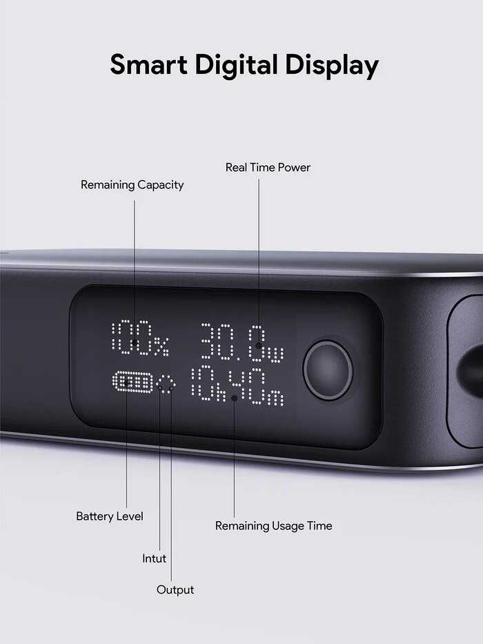 Внешний аккумулятор Aukey Spark Sling [PB-Y47, 10000 мАч, 30 Вт, с дисплеем, с встроенным кабелем Type-C] фотография 1