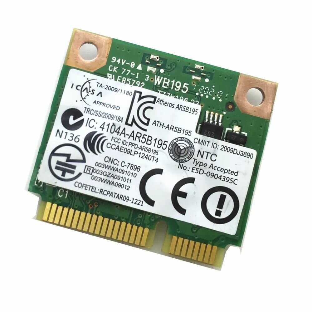 Wi-Fi Mini PCI-E Адаптер Qualcomm Atheros AR5B195, 2.4 ГГц, 150 Мбит/сек, Bluetooth 3.0 фотография 3