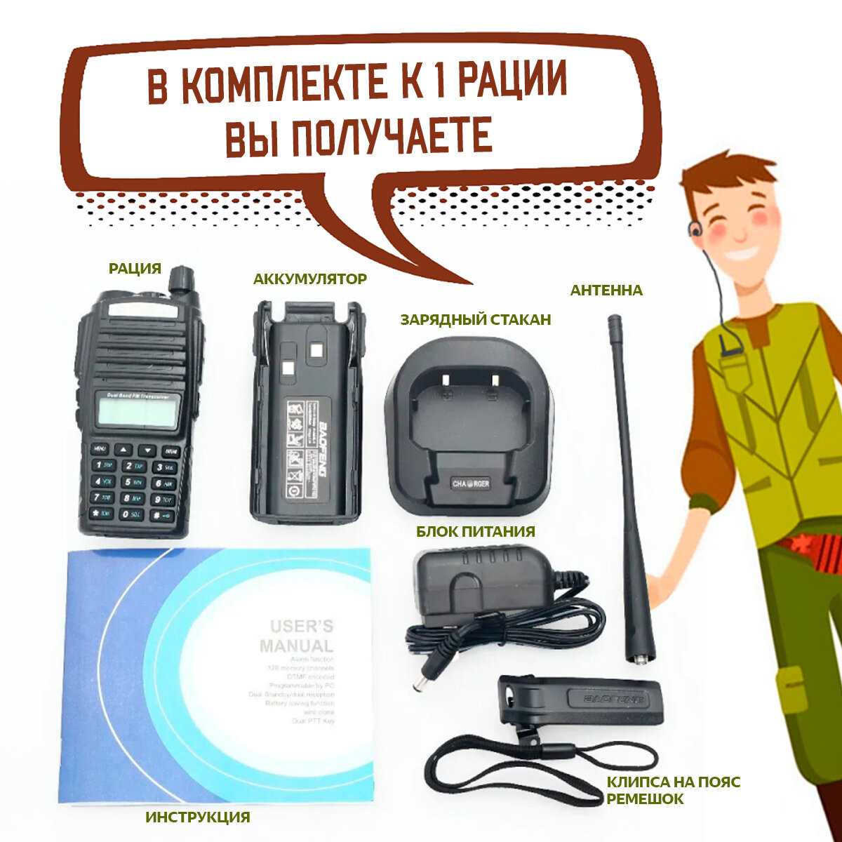 Портативная радиостанция UV-82 (5Вт) фотография 1