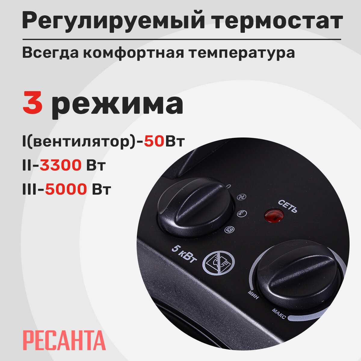 Электрическая тепловая пушка РЕСАНТА ТЭПК-5000К 380/400 В фотография 5