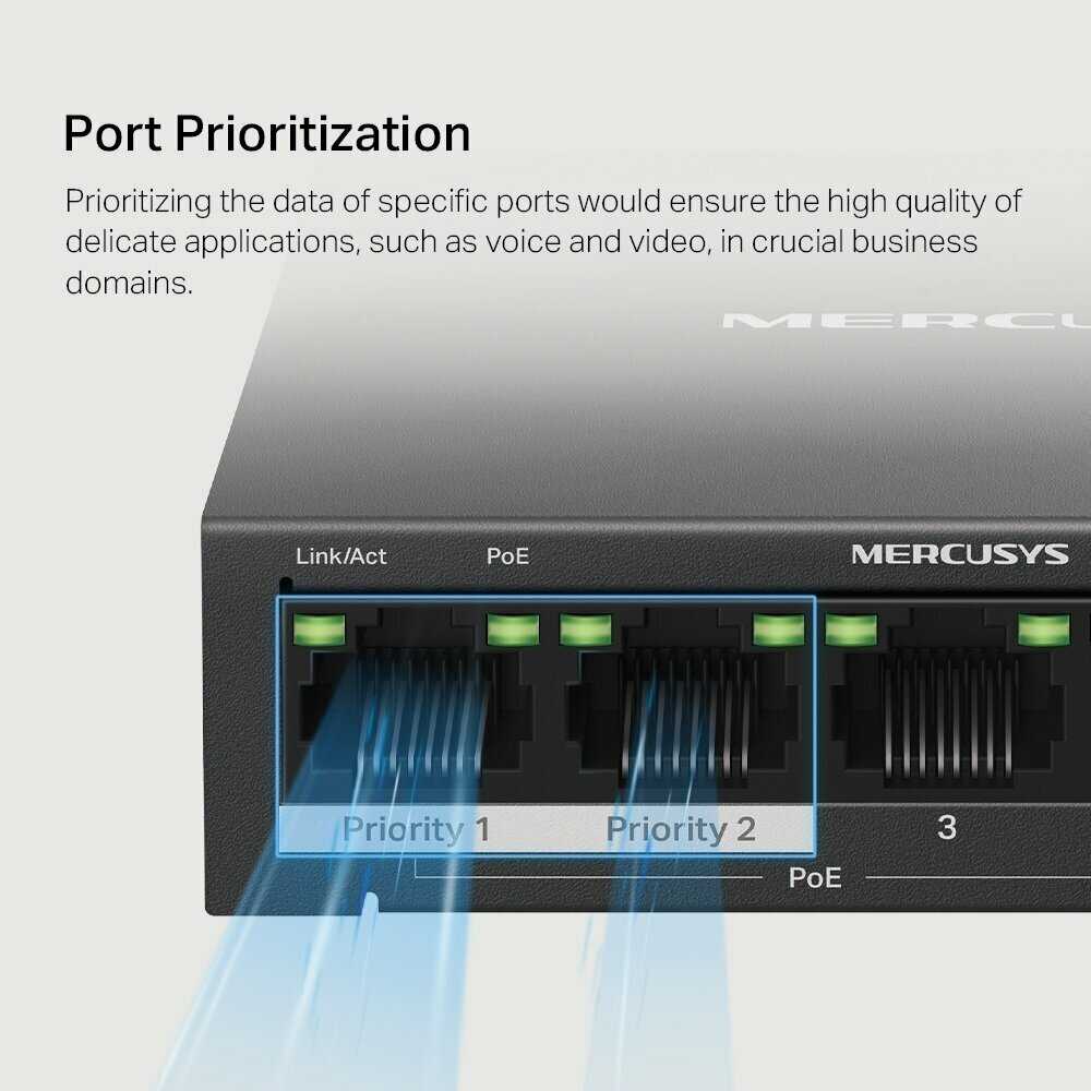 Настольный коммутатор Mercusys MS105GP [5 гигабитных портов, 4 PoE+] фотография 5