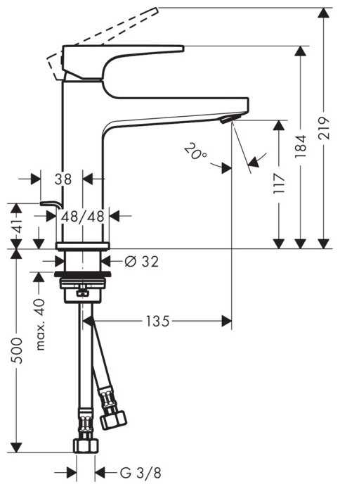 Смеситель для раковины (умывальника) hansgrohe Metropol 74506000, рычажный фотография 1