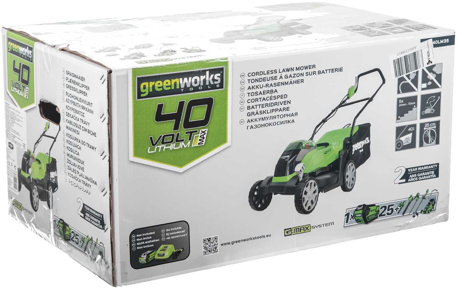 Аккумуляторная газонокосилка Greenworks G40LM35 фотография 19