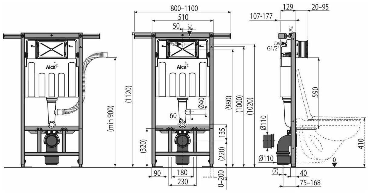 Рамная инсталляция Alcadrain AM102/1120V фотография 3